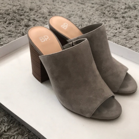grey suede mules
